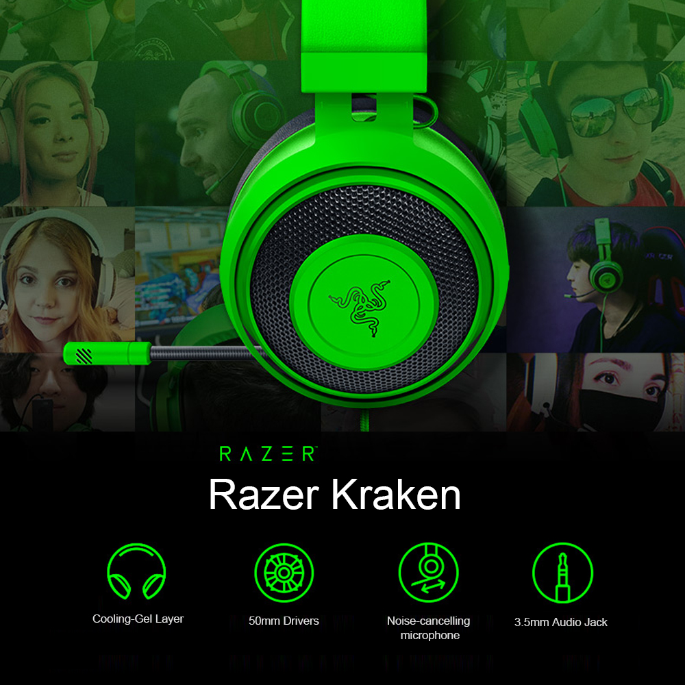 Razer Kraken Gaming Headset with Noise Cancelling Microphone Replacement for PC, Mac, Xbox, PS4. 