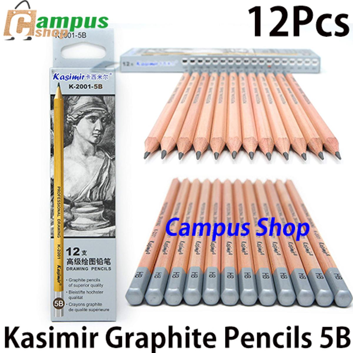 Kasimir Graphite Sketching Pencils 12B,10B,8B,7B,6B,5B,4B,3B,2B,HB,2H,4H Pack Of 12 Pcs