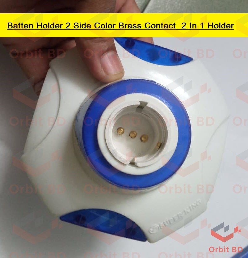 Electric Batten Holder 2 Side Color AC 250V 6A Brass Contact 2 In 1 Holder B-22 Pin Type With E27 Patch Type LED Light Holder Decorative LED Batten Holder. 