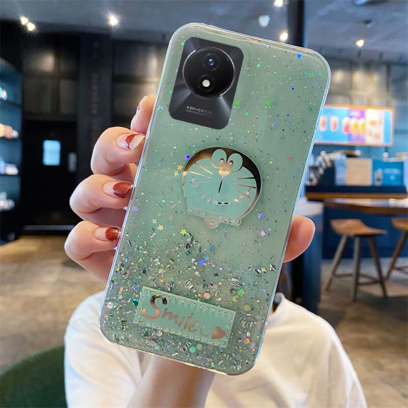 For VIVO Y02A Y02T Case Sparkling Star Moon Soft Silicone Transparent Cartoon Cat Anti Drop For VIVO Y02T Back Cover