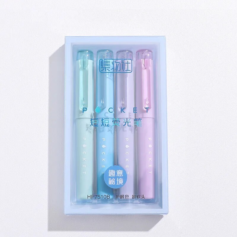 4pcs/Set Pocket Highlighter Pens Mini Color Pen Drawing Pen Key Marker Pen Portable Sized Mild Color Marker Liner for Drawing. 