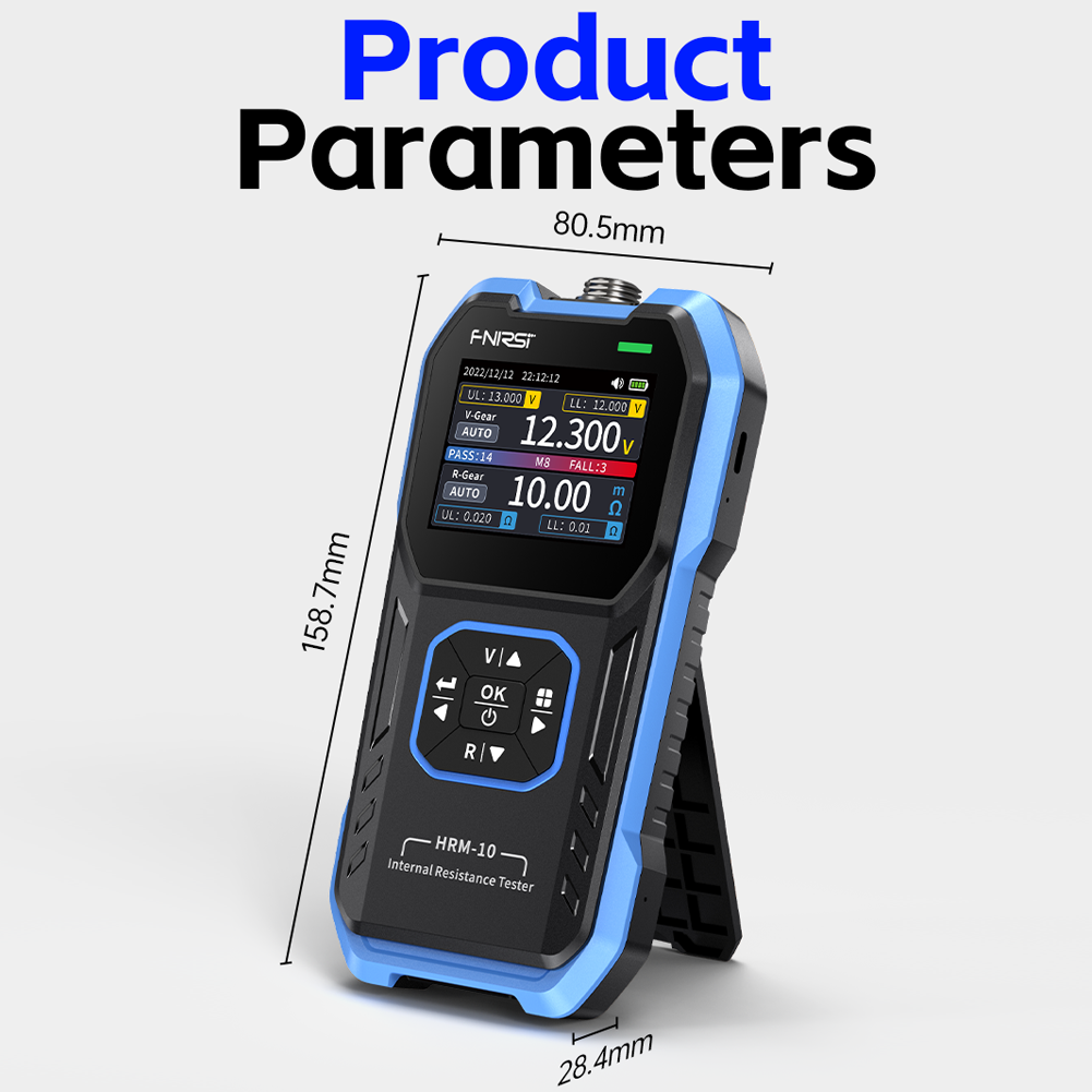 HRM-10 Portable Versatile 4-Wire Battery Tester Accurate Internal Resistance Voltage Measurement Device TFT Display with Sorting Data Hold and Export Functions for Various Battery Types. 