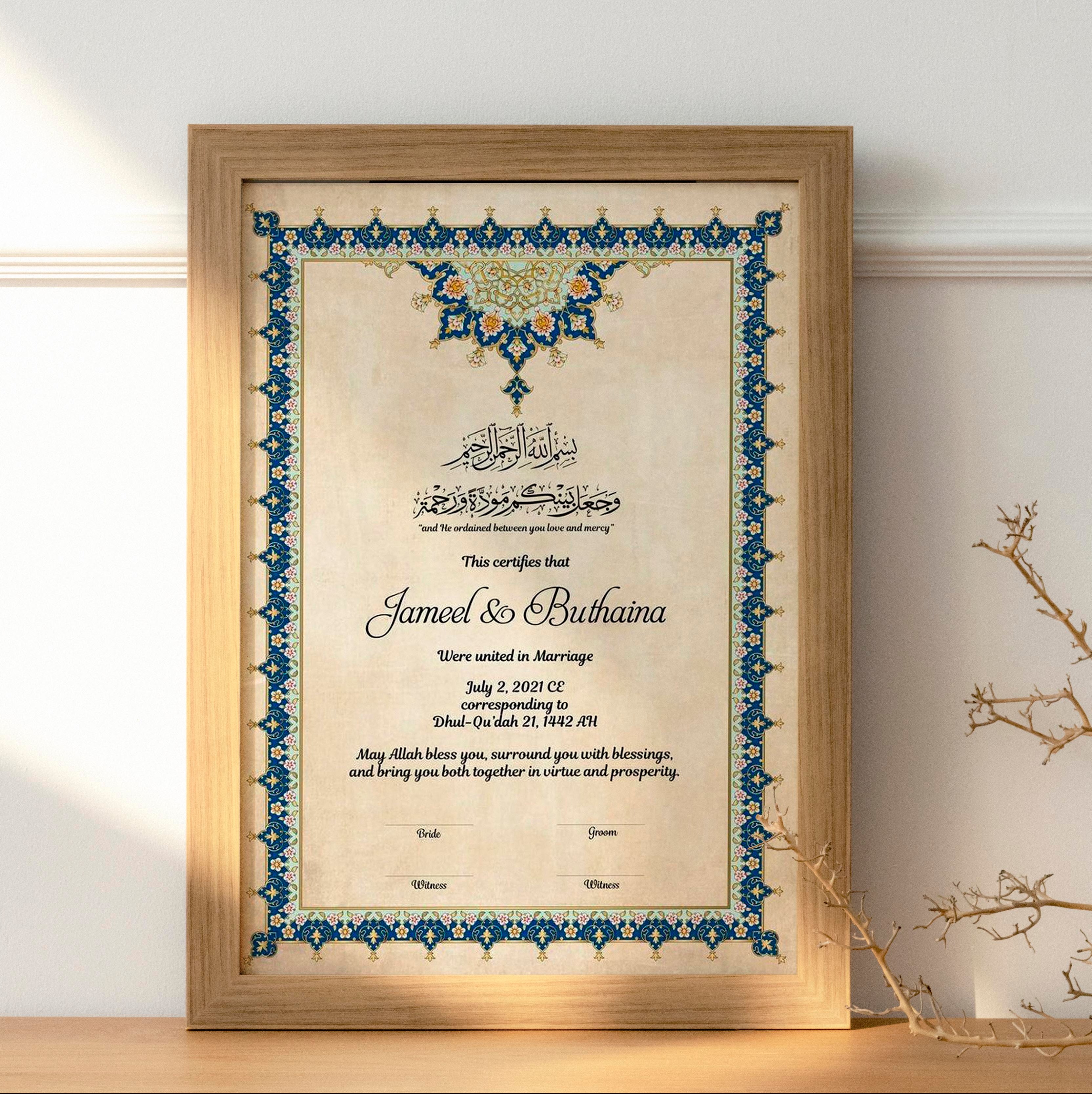 Customised Nikah Nama Frame For Wall Decor / Marriage Certificate/Anniversary photo frame design Anniversary Special Design For Wall Decor - photo frame resin photo frame photo frame