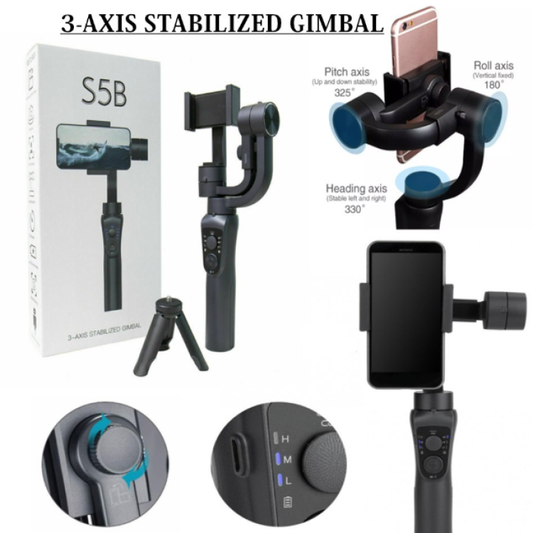 WiWU S5B 3-Axis Hand-Held Stabilized Gimbal with Selfie Stick by ShaMan Electronic. 