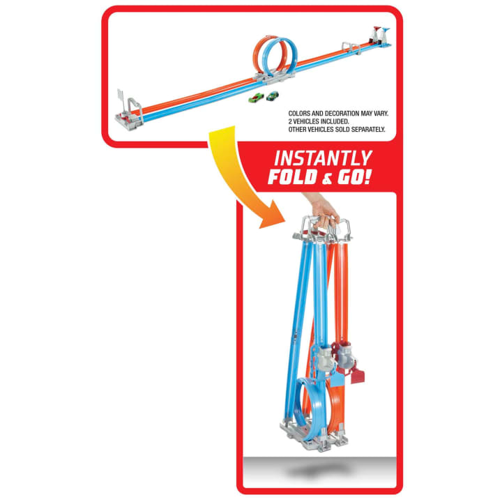 Hot Wheels GFH85 Double Loop Dash Track Set - Car Toy. 