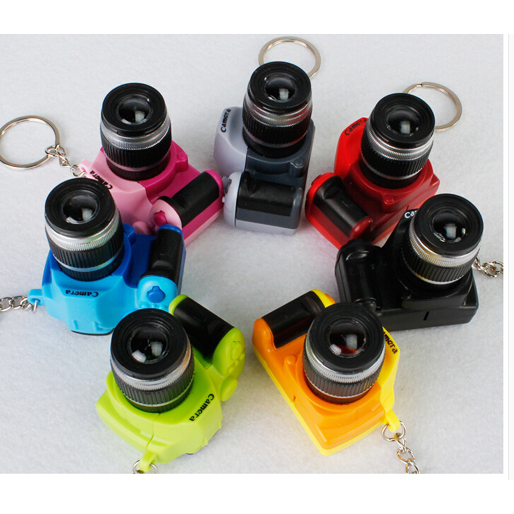 Mini Camera Keychain SLR Camera Keychain Car Key Chain Key Ring LED Flashlight Colorful Kaca Key Chain For Gift Wholesale. 