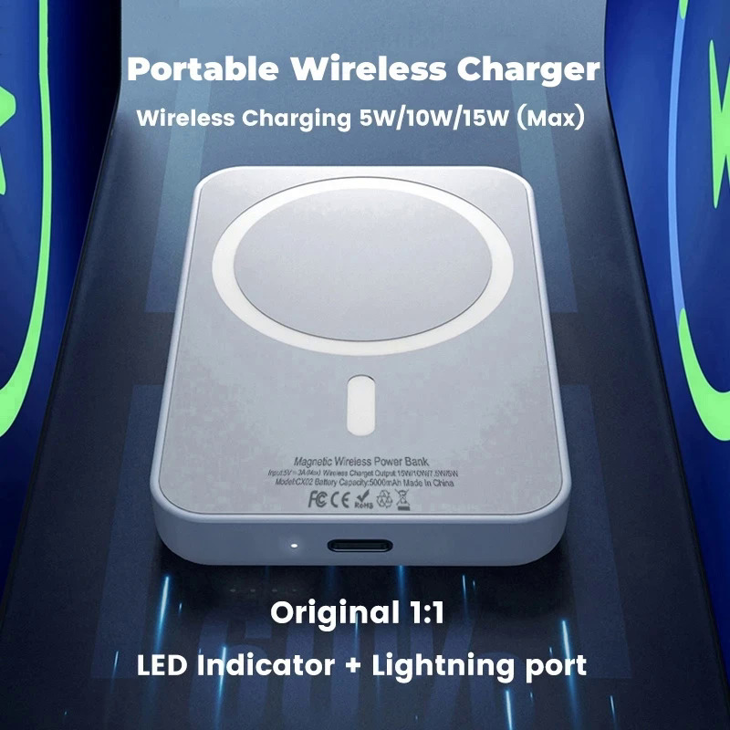 【Mascaraara】Original 1:1 Macsafe Power Bank Magnetic Wireless Powerbank External Portable Battery Pack For Apple iphone 15 14 13 12 Pro Max. 