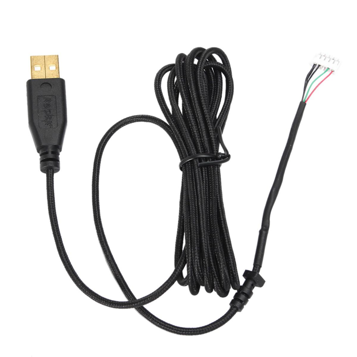 Usb Cable Mice Line For Razer Deathadder Hex Molten 2012 Approx. 2.1M 5 Wires 5 Pins Black Gold Plated Replacement Gaming Mouse