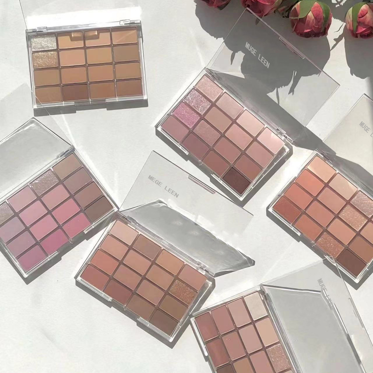 MUGE LEEN AWAKENS THE SIXTEEN-SHADE EYESHADOW PALETTE WITH MATTE PEARLESCENT FINE SHIMMER AND LOW SATURATION EARTHY TONES FOR EVERYDAY EYESHADOW PALETTES