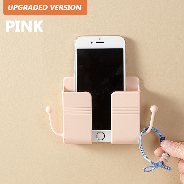 2 PCS Mobile Phone Charging Hanging Holder Multifunction Wall Mounted Plug Bracket Remote Control Mounted Storage Box. 