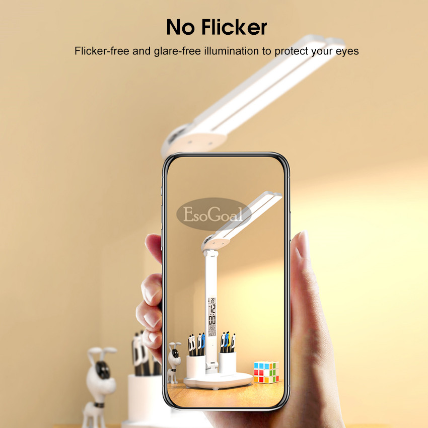 Esogoal Desk Lamp Double-head Table Lamps 3 Color Touch Dimming Nor-dic Lamp Desk Light College Dorm Bedroom Lamp Modern Table Lamp Eye Protection Lights Work And Study Table Lights. 