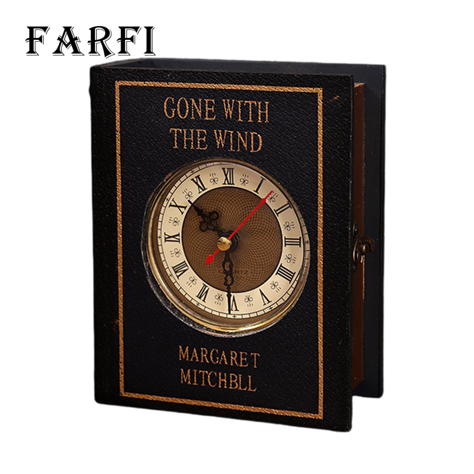 Secret Book Storage Box Vintage Style Book Storage Box with Clock Large Capacity Decorative Organizer for Home Office Desktop Realistic Fake Book Stack Design Faux Book Storage Box. 
