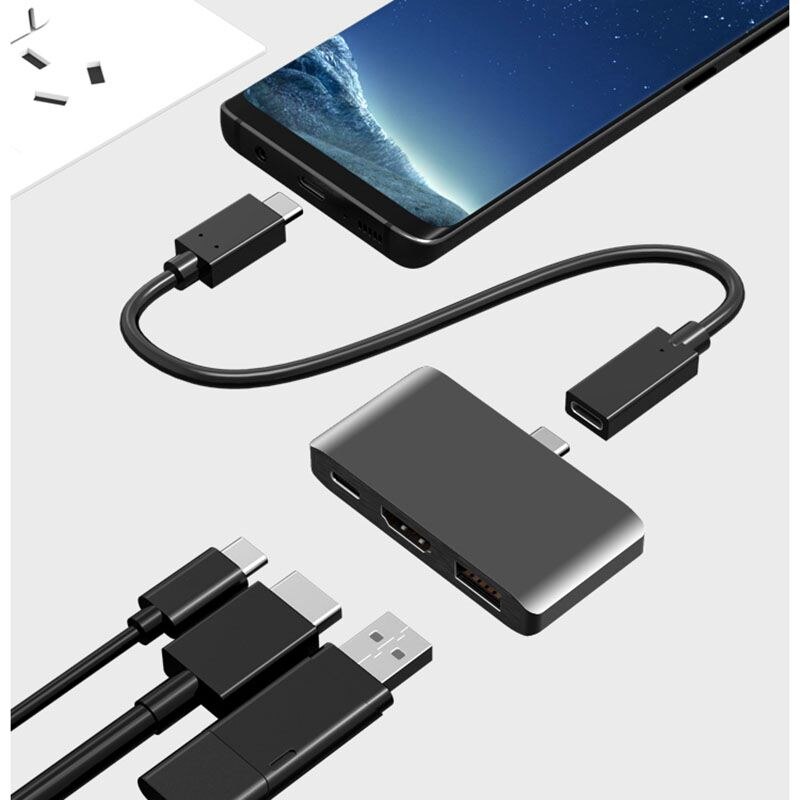 【VisioN Shop】USB C Hub 4K Dex Mode Samsung Galaxy S8/S9 Nintend with PD USB 3.0 Hub Thunderbolt USB-C Dock for Pro(gray). 