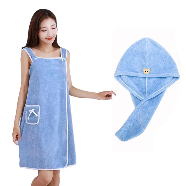 Women's Bath/Shower Wrap Towel Dress with Straps Lightweight Knee Length Body Wraps Spa Bath Towel Wrap For Ladies. 