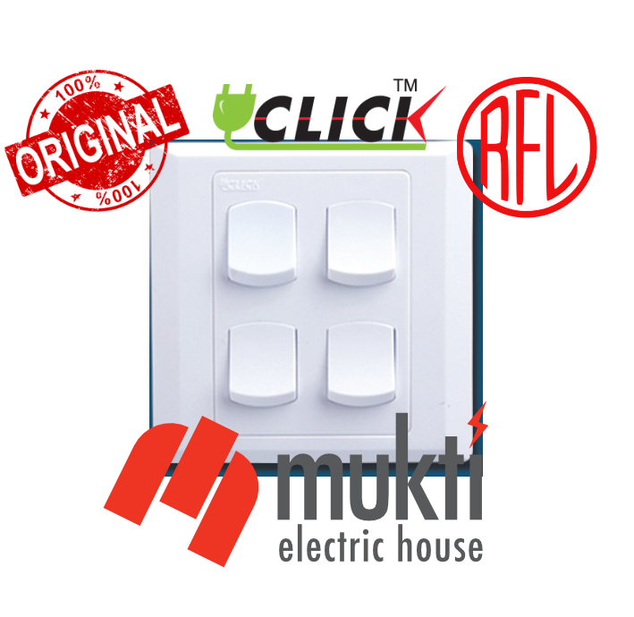 CLICK Aster Series 10A Four Gang Electrical Wall Outlet Switch Socket ...