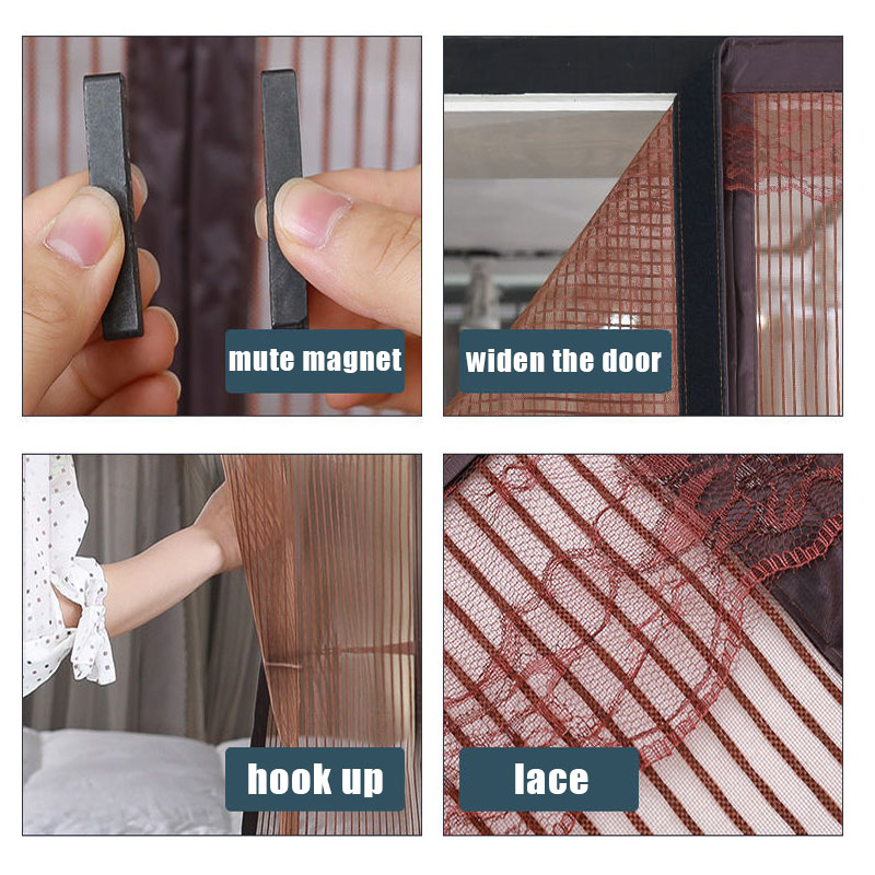 Custom Size Magnetic Mosquito Net Summer Anti Bug Fly Door Curtains Mesh Automatic Closing Door Screen Kitchen Door Curtain Net. 