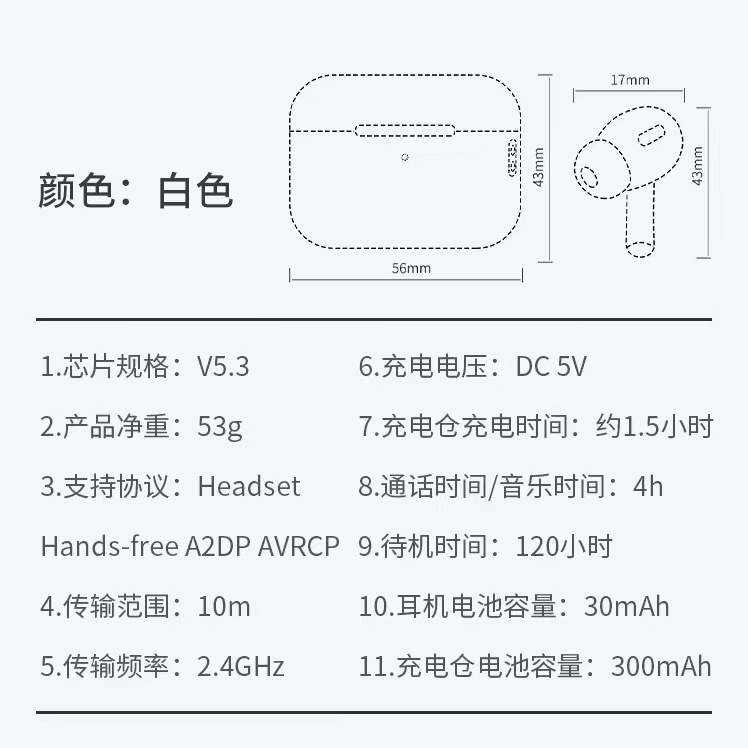 Huaqiangbei high sound quality AIP/2345 generation Jerry chip Bluetooth headset is suitable for Apple Android mobile phones. 