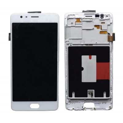 Display Complete unit for OnePlus 3 Three A3000 A3003 5.5 OnePlus 3T A3010 + Frame Repai white. 