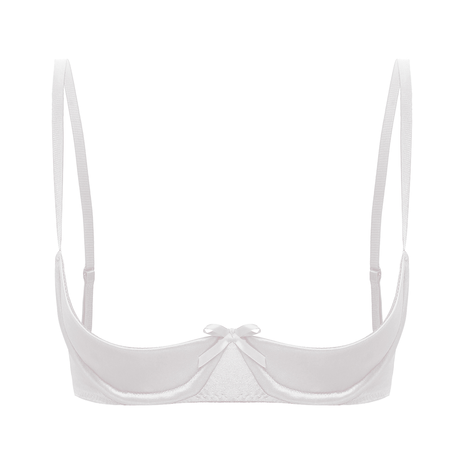 Womens 1/4 Cups Lingerie Exposed Nipples Open Cup Underwire Brassiere Ladies Satin Push Up Bra Tops Hot Underwear Nightwear