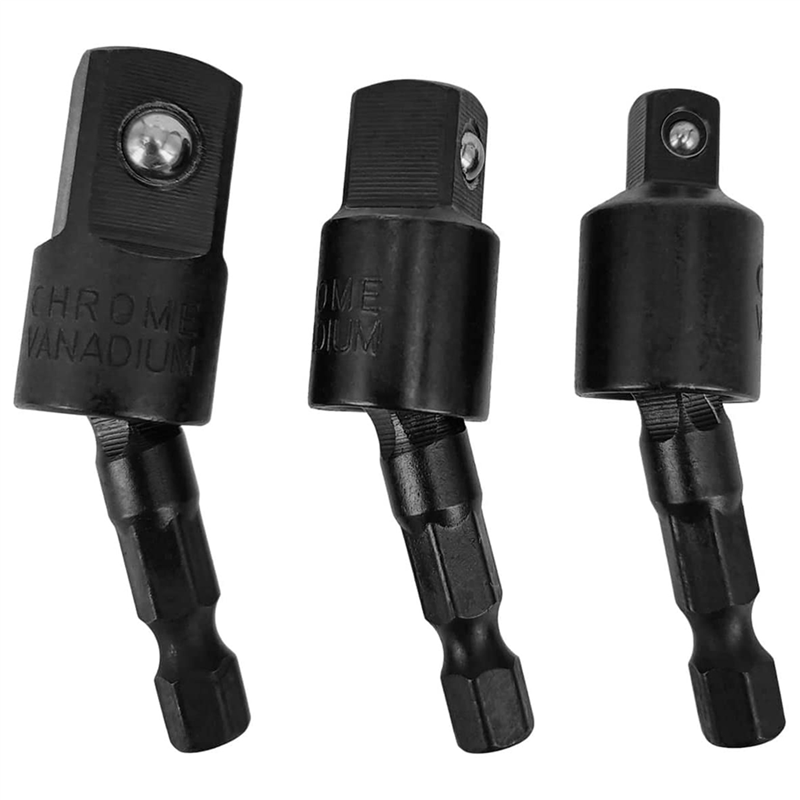 6PC Wobble Socket Adapters Universal Joint Swivel Socket Set, 1/4 Inch Hex Shank to 1/4 3/8 1/2 Square Socket Drives