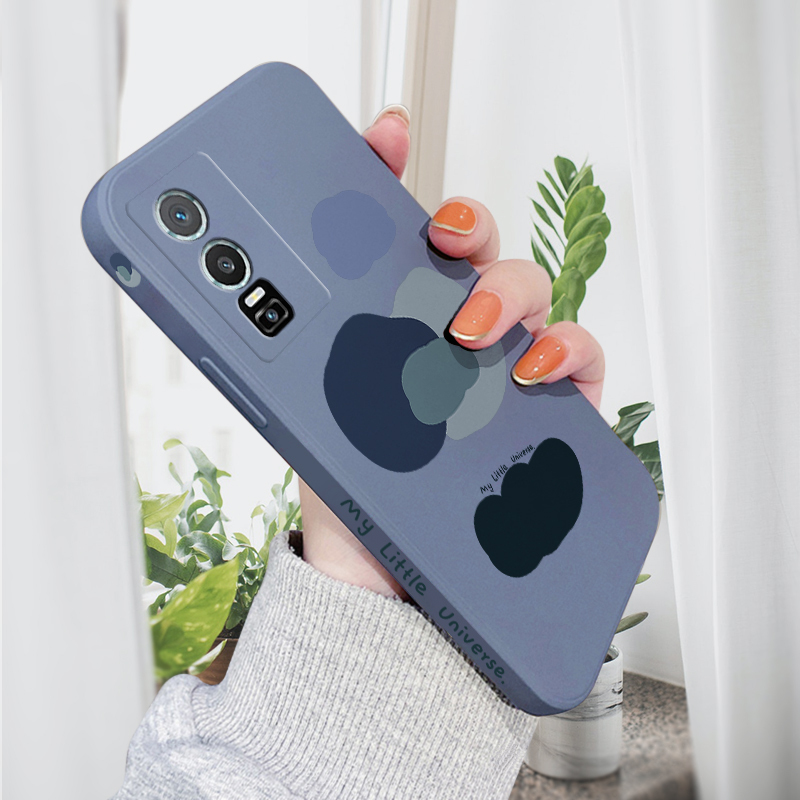 AMORVOR for Vivo Y76 5G Back Cover Color Mixture Clouds Side design Soft Case Liquid Silicone Phone Cases. 