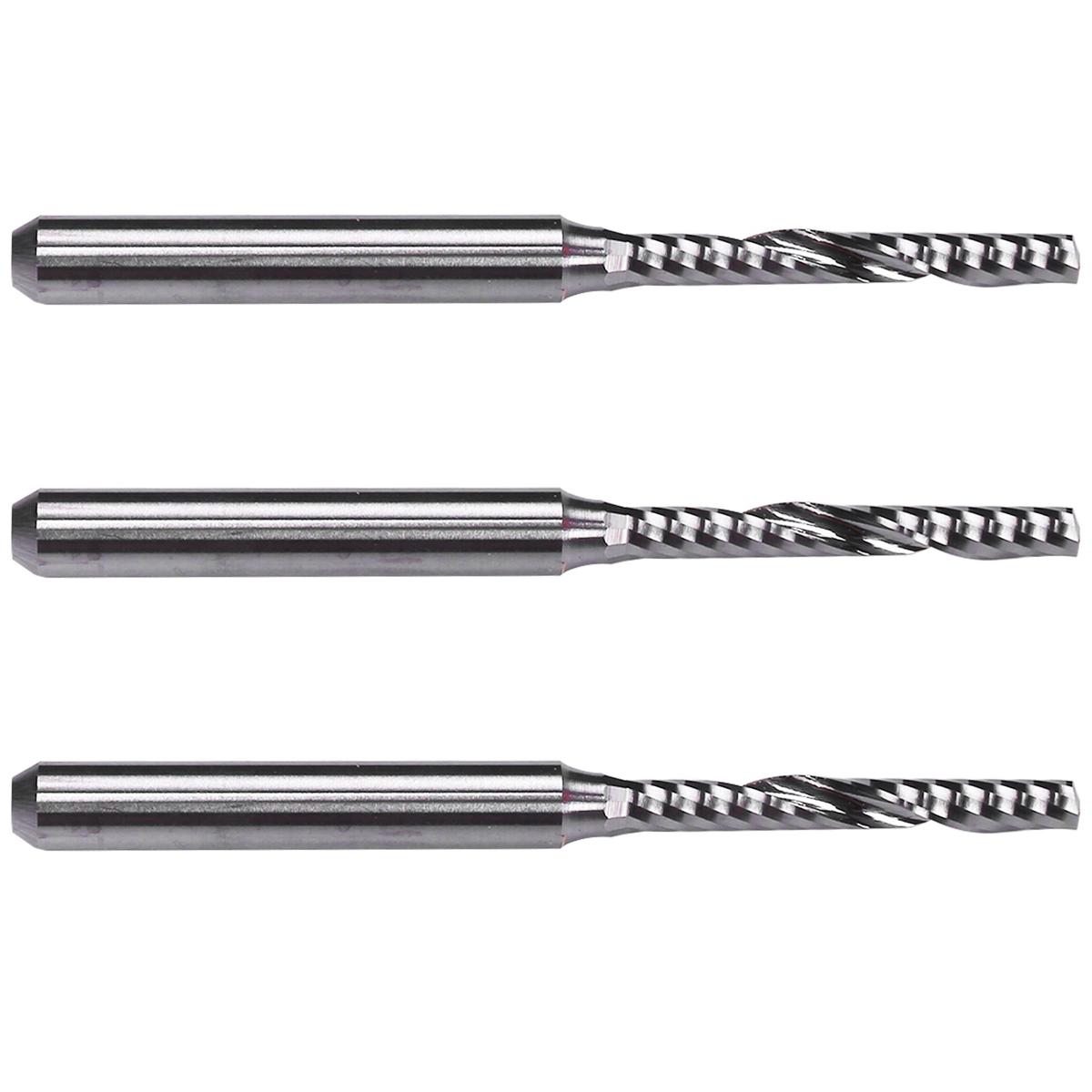 3X 2mm x 15mm Carbide Single Flute Spiral End Mill CNC Router Bit
