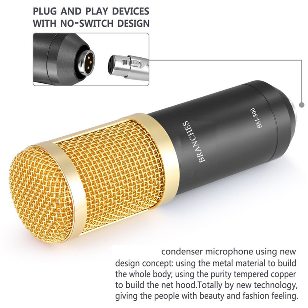 BM800 Mikrofon Condenser Sound Recording BM 800 Microphone With Shock Mount For Radio Braodcasting Singing Recording KTV Karaoke. 