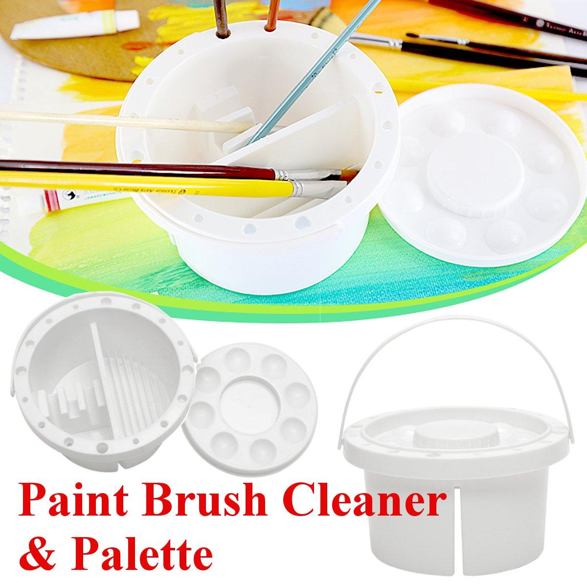 Plastic Paint Brush Washer & Storage Tub with Cicular Palette