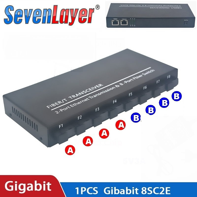 Computer Ethernet Fiber Optical Switch 8 SC 2 1000M RJ45 Industrial Grade Gigabit Ethernet Switch Media Converter. 