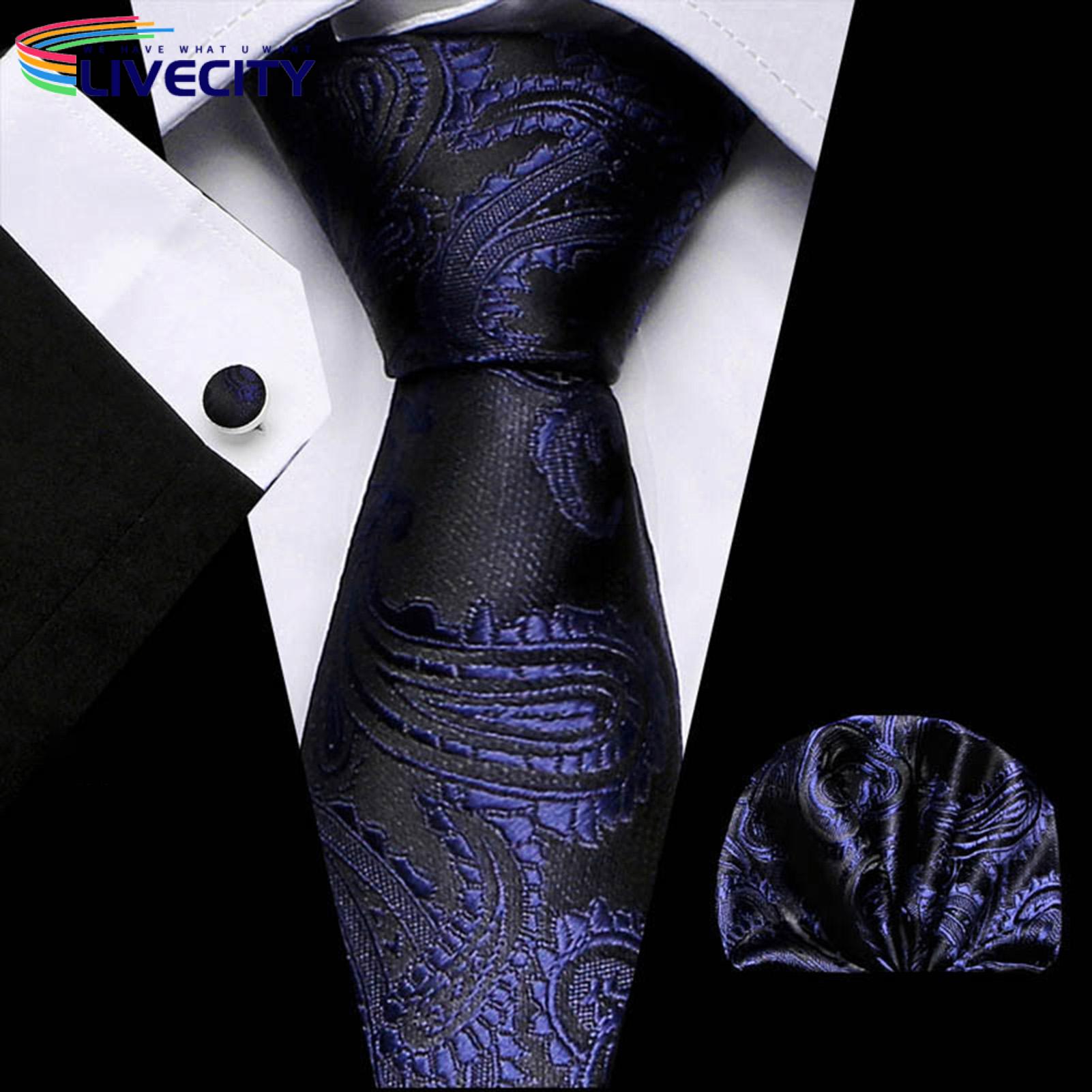 Tie Cufflink Pocket Square Set Breathable Gentleman Men Tie Set. 