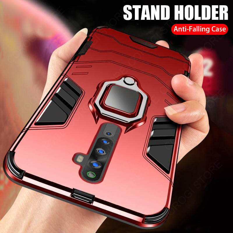 【3C VictoryEagle】For OPPO Reno2 F / OPPO Reno 2F Cover Grade Armor Metal Ring Stand Holder Magnetic Car Mount Hard Phone