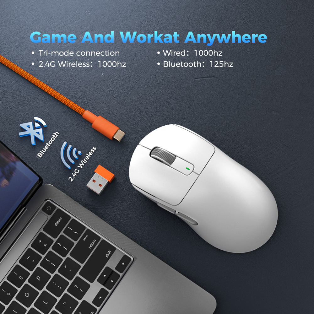 Kysona M600 PAW3395 White Wireless Gaming Esports Mouse 55g 26000DPI 6 Buttons Optical PAM3395 Computer Mice For Laptop PC. 