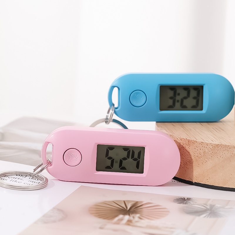 Small Lightweight Portable Practical Simple Pocket Digital Clock Luminous Silent ABS Keychain Backpack Buckle Electronic Clock Work Study Exam Supplies. 