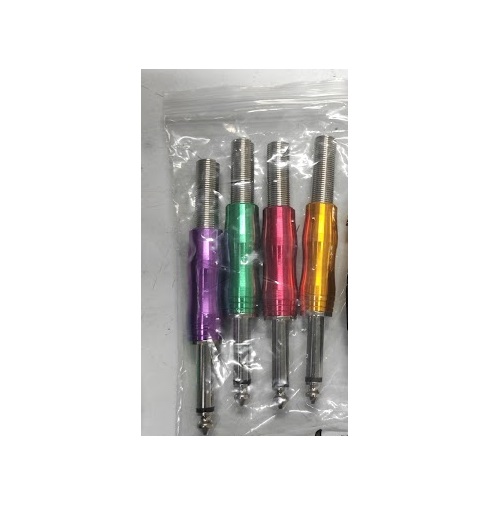 6.5/6.35mm Copper Nickel Plating Mono Channel Microphone Audio Connector Soldering Joint Plug 4 pcs. 