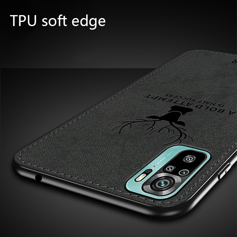Biruiqu For Redmi Note 10 4G / Redmi Note 10S Hybrid Soft TPU Deer Pattern Leather Shockproof Case Cover. 
