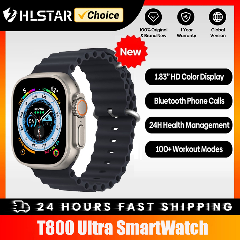 [World Premiere] HLstarÂ® T800 Ultra Smartwatch Wireless Charging Bluetooth Call Watch For Men Women IP67 Waterproof Heart Rate Sleep Monitoring Smart Watch 1.99" HD Screen