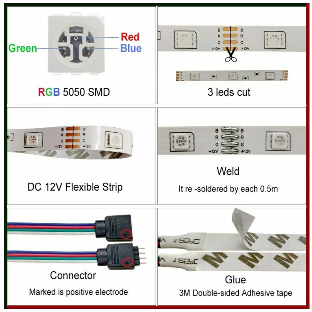 RGB Full Color Led Strip Light SMD3535 LED DC12V 16 Color SMD5050 60Leds/M Flexible Lighting Ribbon Tape. 