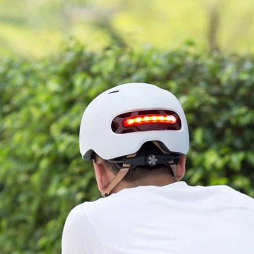 Xiaomi Smart4u SH50 Bicycle Smart Flash Helmet Automatic Light Perception Warning Light Long Battery Life IPX4 Waterproof Size L - White. 