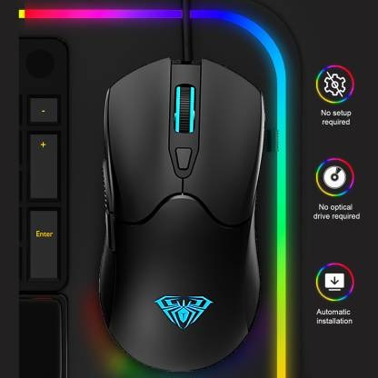 AULA S13 Wired Gaming Mouse, Professional Office Mouse, 6 Button 3600DPI Backlight Mouse For Gamer Desktop PC. 