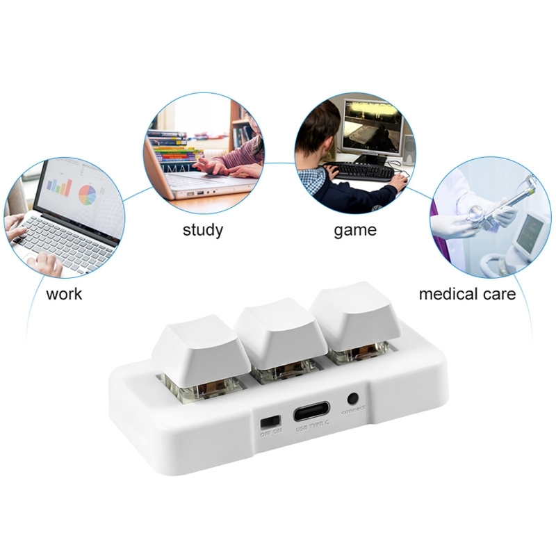 MK321BT Bluetooth 5.1 3 Keys Custom Keys Game Office PS Clip Macro Programming Keypad. 