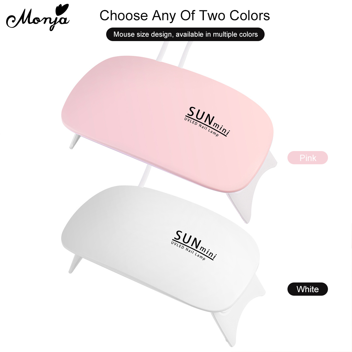 Monja 6W Nail Art Dryer LED UV Lamp Portable Micro Nail Art UV Varnish Curing Machine For Home Use USB Charging Manicure Tool. 