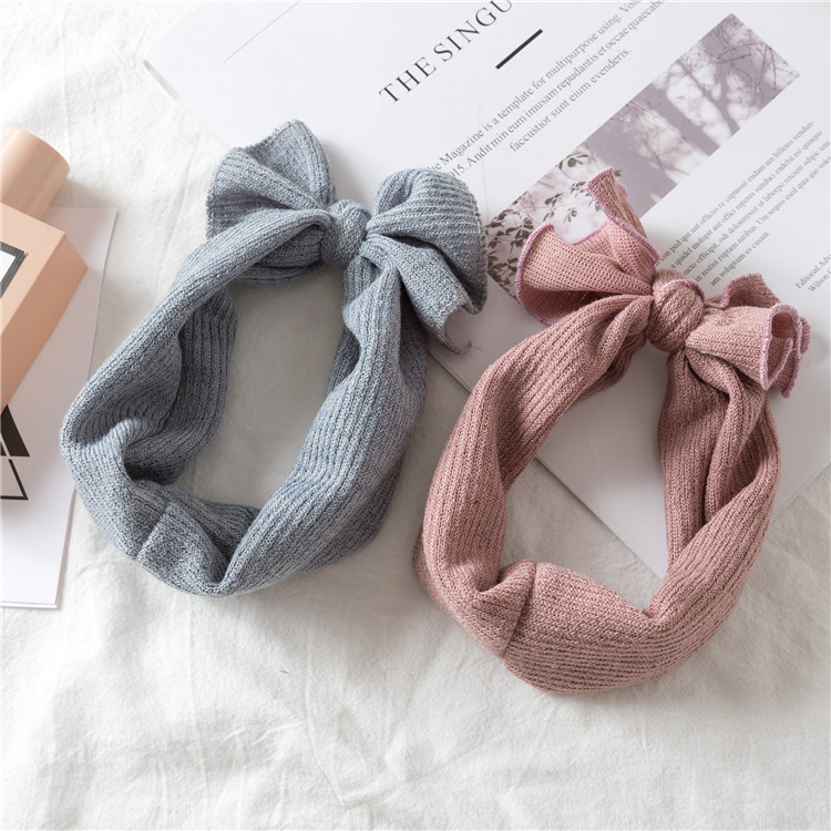 HeadwearNew Bow Hair Accessory Children's Solid Color Baby Headband Hair Accessory Wide-brimmed Girl Baby Snap Headband. 