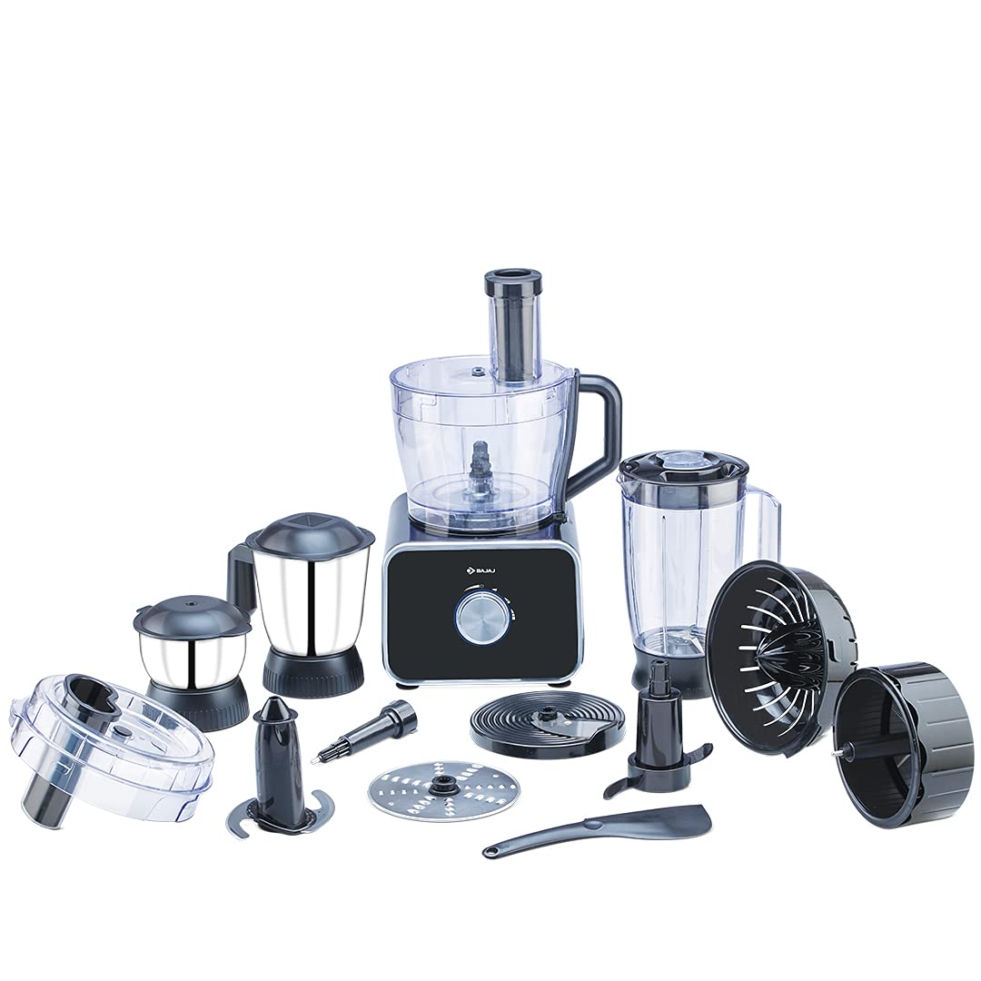Bajaj FX-1000 DLX 1000 Watts Food Processor and Mixer Grinder with 9 attachments (Black) India. 