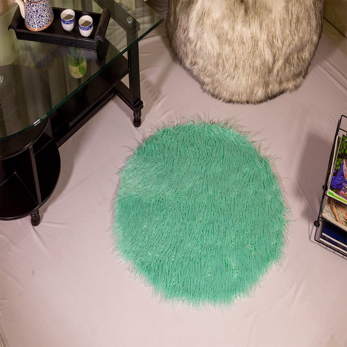 Bean Bag BD-Korean Premium Faux Fur Rug_Paste Colour_80cm Round