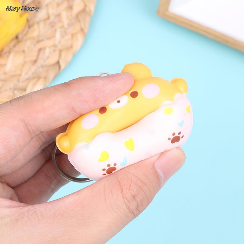 1pc random PU Slow Rebound Donut Stress Reliever Toys Pendant Animal Decompression Vent Toy Sponge Pendant Keychain Squishy Toy