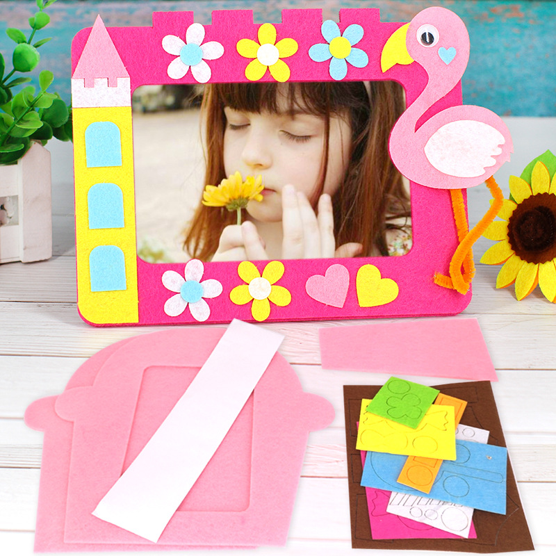 DIY Non-woven Picture Frame 3D Photo Frame Children Non-woven Stickers Handmade DIY Toys Material Package Craft Toys. 