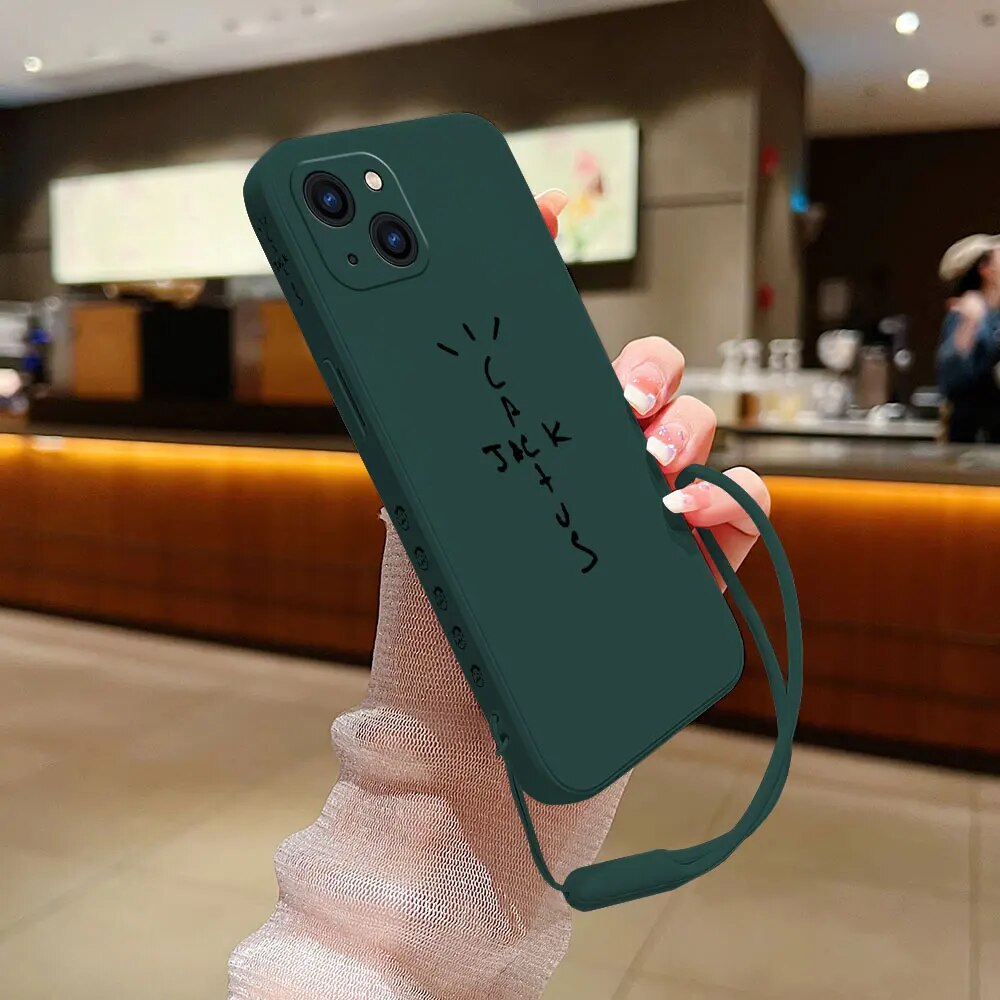 Luxury Travis Scott Cactus Jack Phone Case For iPhone 15 14 13 12 11 Pro Mini X XR XS MAX SE20 8 7 Plus Cases with Hand Strap. 