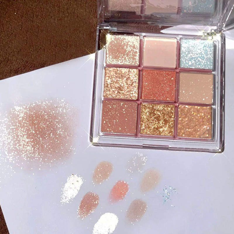 COCO VENUS Clear Nine Colors Acrylic Eyeshadow Palette Pearlescent Matte Earth Nine Square Shade Eyeshadow Makeup