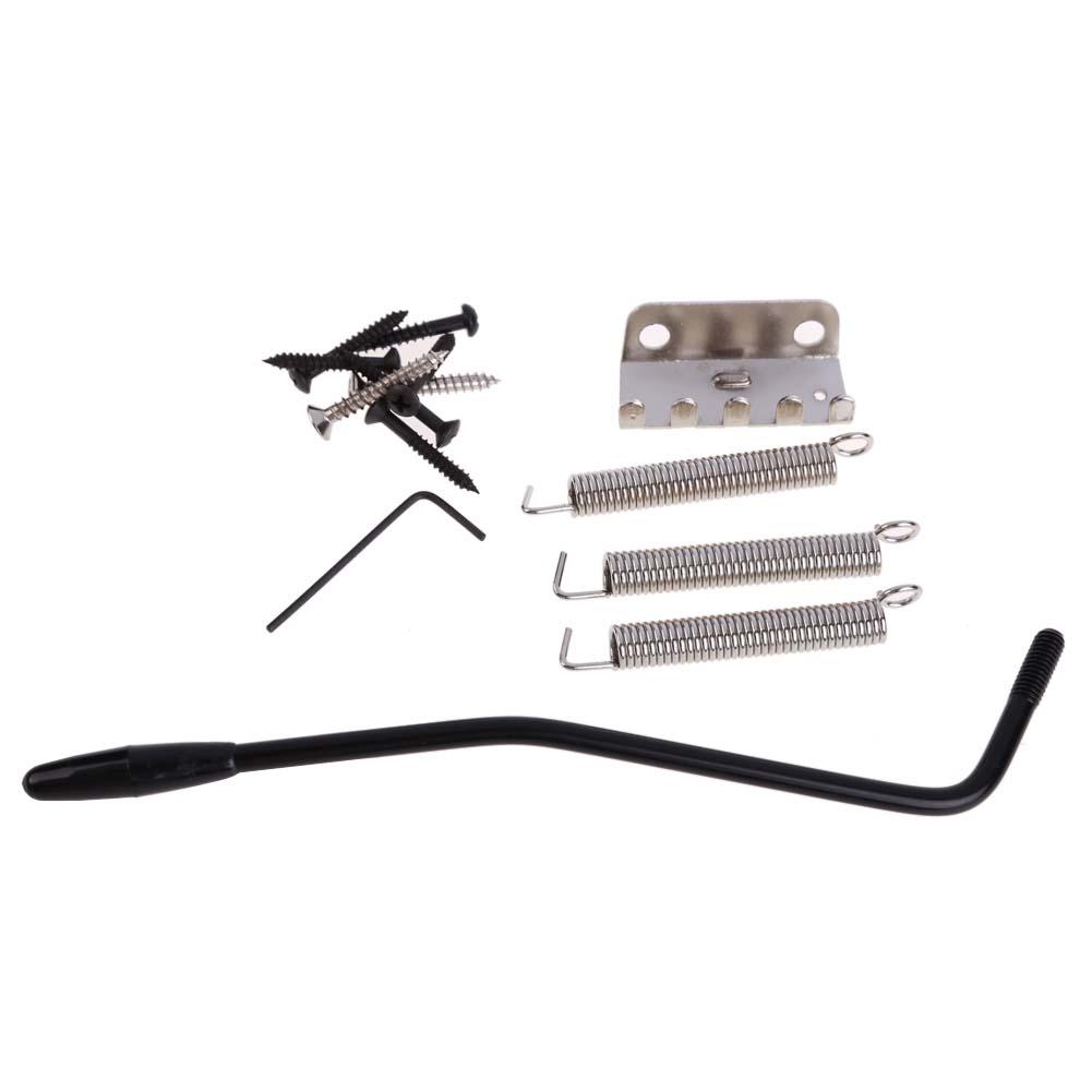 Black Electric Guitar Tremolo Bridge With Bar New 1 Set 6 Strings Parts. 