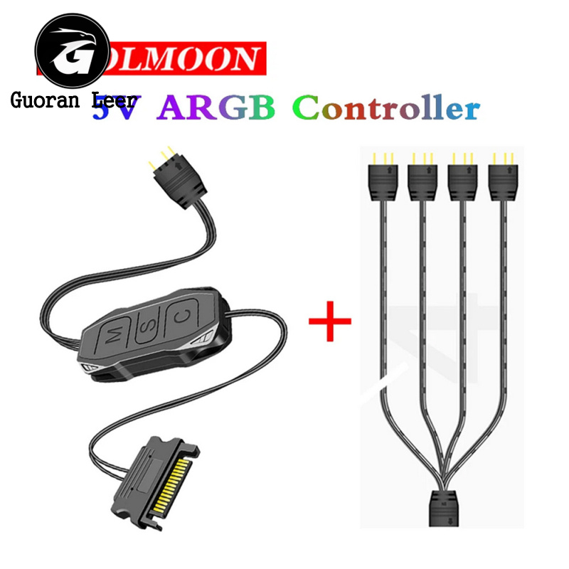 AR-1 ARGB PC Fans Controller Kit ARGB Splitter 5V 3 Pin To SATA AURA ARGB Fan Controller Computer ARGB Fans Hub Control. 